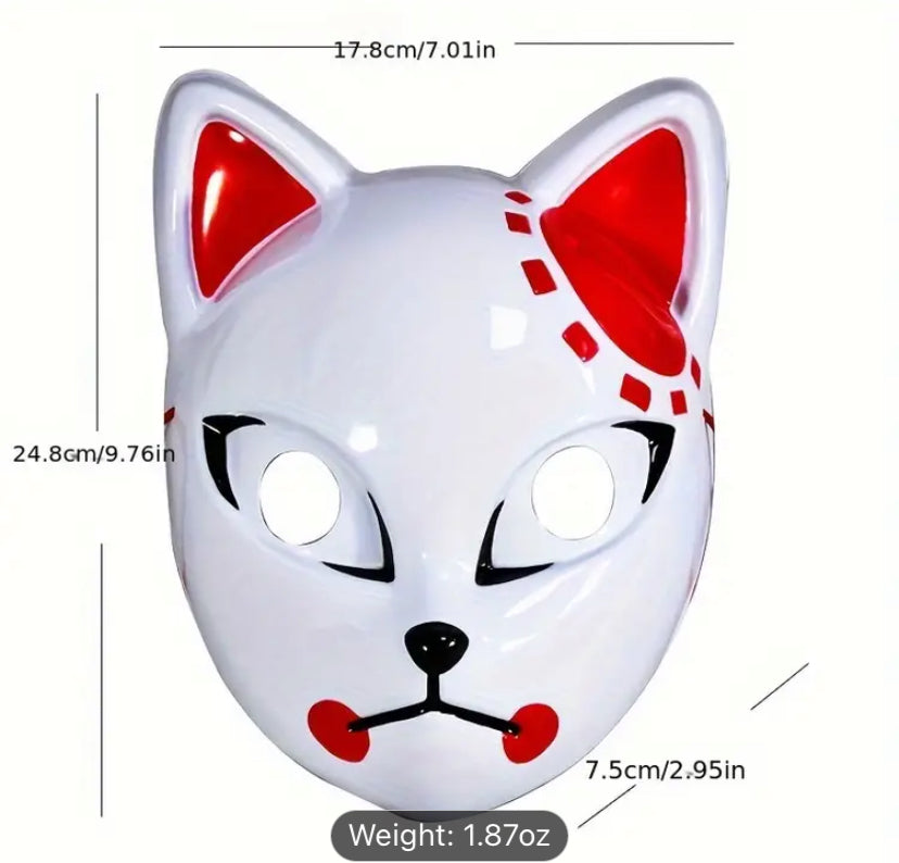 White & Red Kitsune Mask