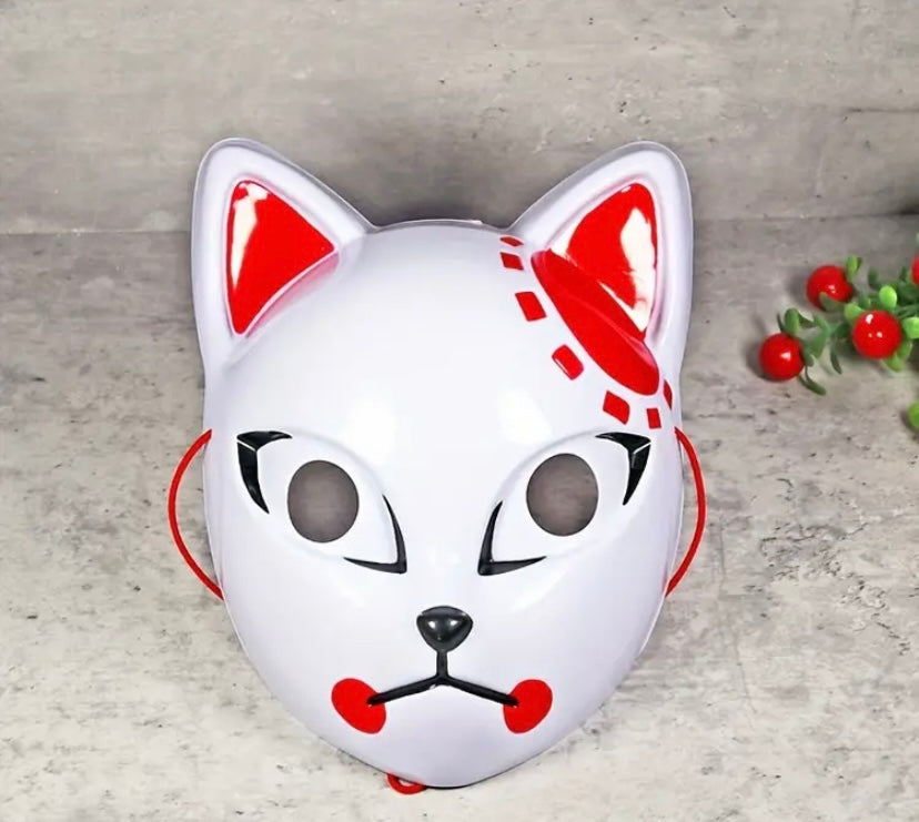 White & Red Kitsune Mask