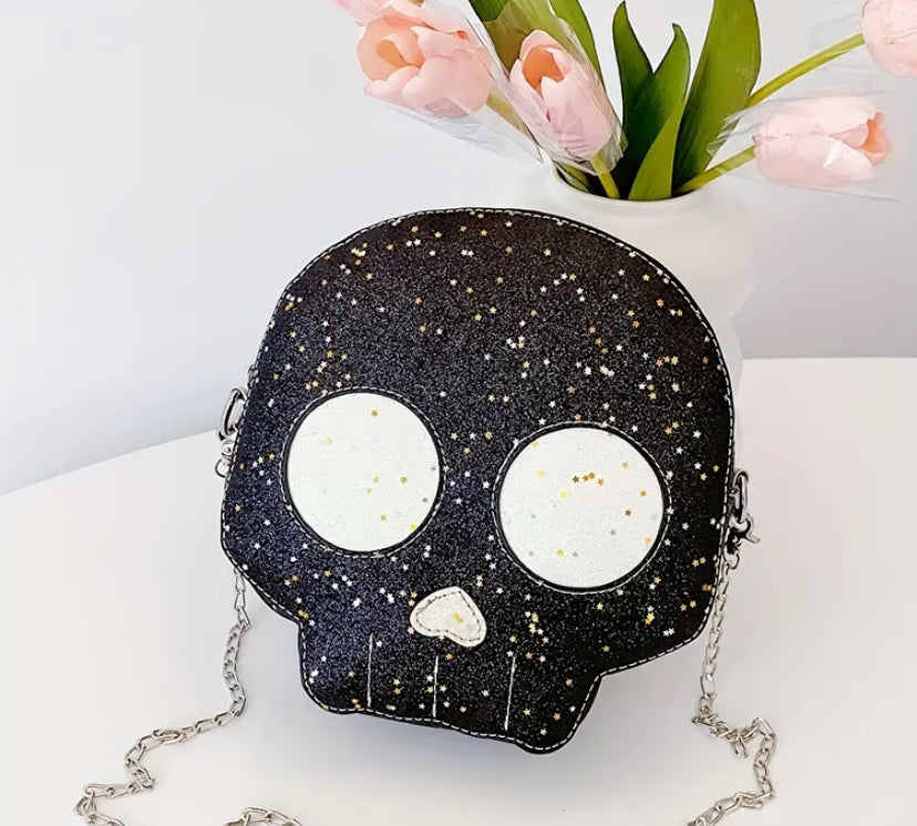 Glitter Skull Crossbody Bag