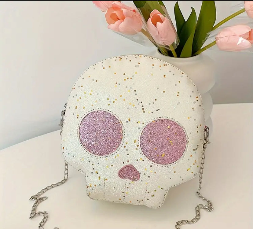 Glitter Skull Crossbody Bag