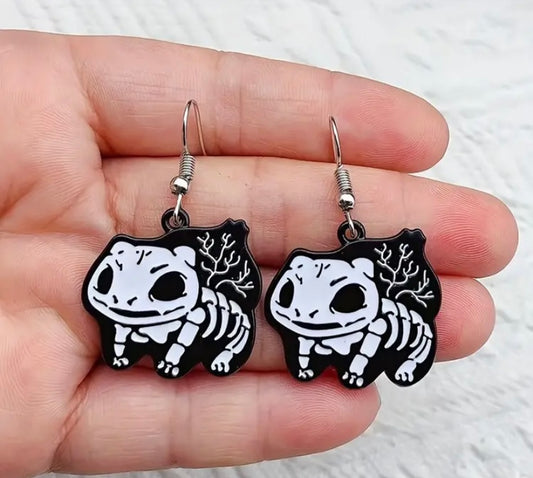 Bulbasaur Skeleton Hook Earrings