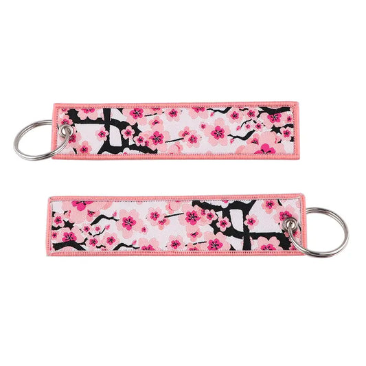 Cherry Blossom Embroidered Keychain